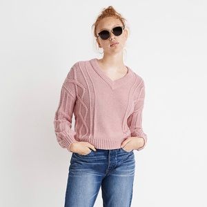 Madewell Cable Knit Pink Large Sweater